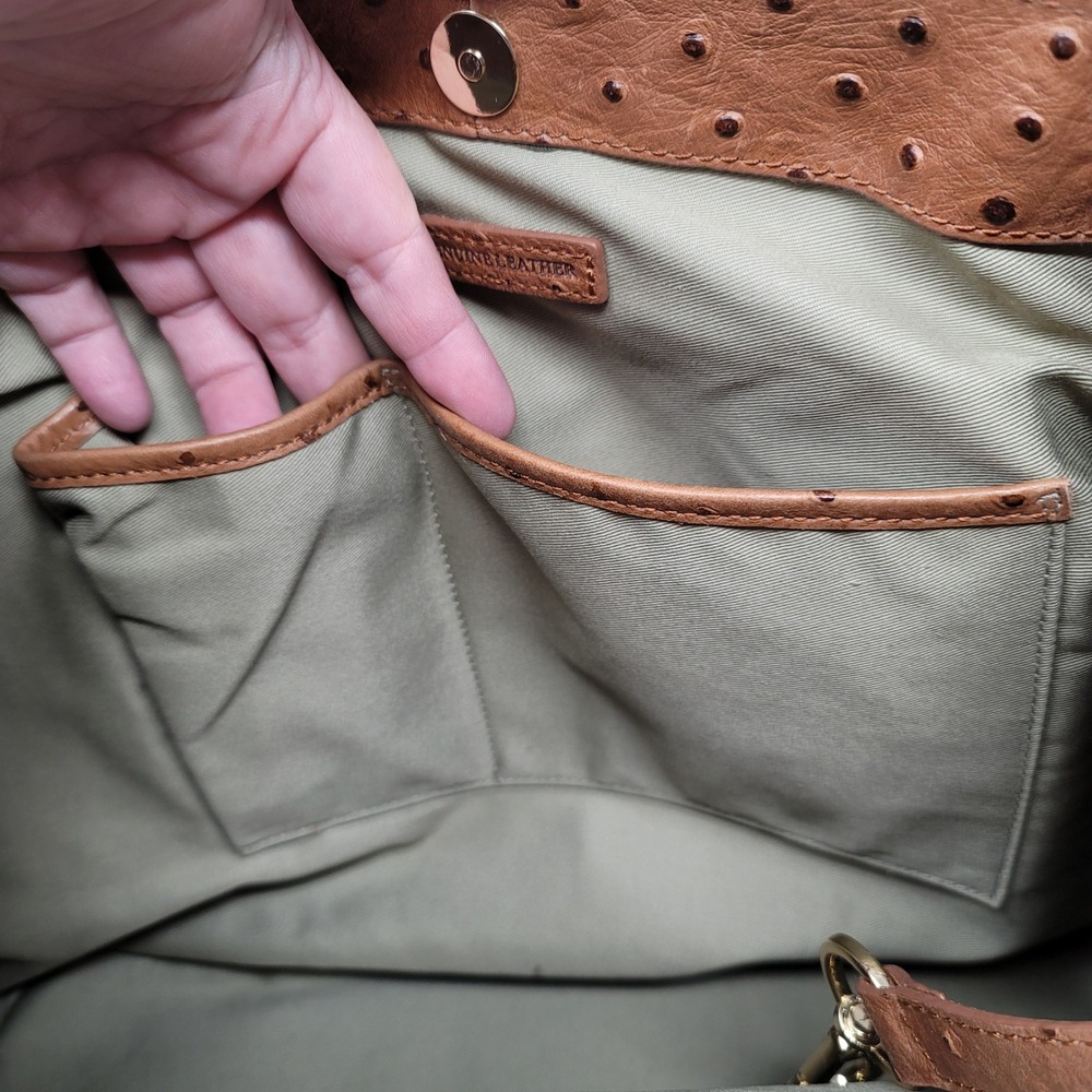 G.I.L.I. Got It Love It Natural Ostrich Roma 2 Tote Shoulder Bag Dust Bag - Picture 10 of 15